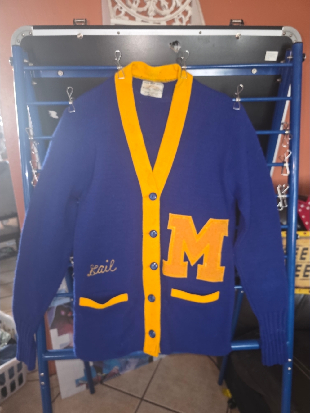 Vintage  University of Michigan Varsity Cardigan Sweater Size Medium